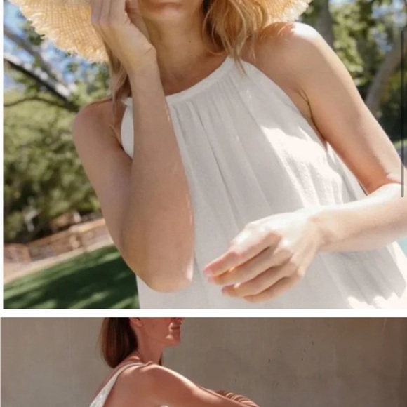 Jenni Kayne Drift Dress Midi Maxi Halter Sleeveless Cotton White Size XS - Picture 2 of 6